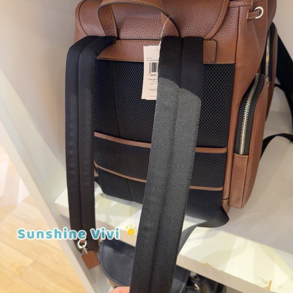 NWT Coach Finn Backpack CDC72 Soft Pebble Leather Silver VINTAGE BROWN - Picture 5 of 9